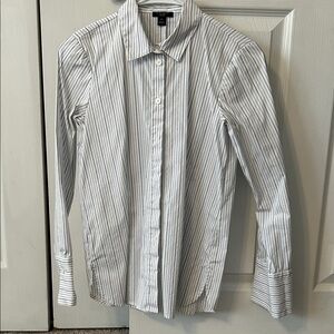 Ann Taylor Classic White Pinstripe Dress Shirt